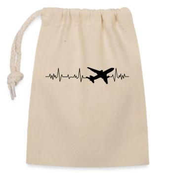 Airplane heartbeat - Closable cotton gift bag (14x20cm) - nature - Front