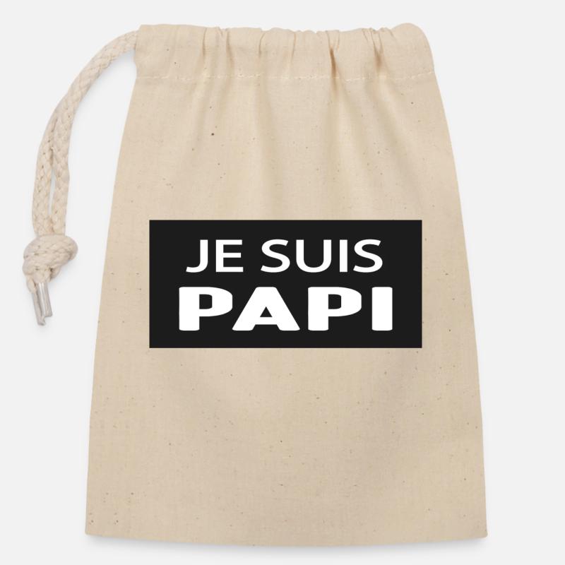 I'M GRANDPA - Closable cotton gift bag (14x20cm) - nature