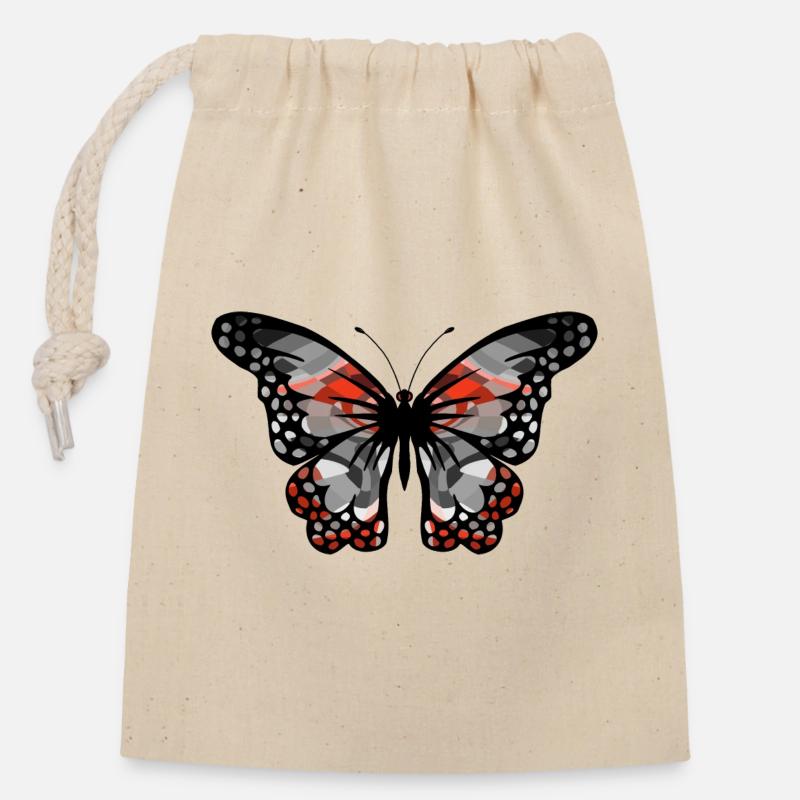 Schmetterling - Verschließbarer Geschenkbeutel aus Baumwolle (14x20cm) - Natur