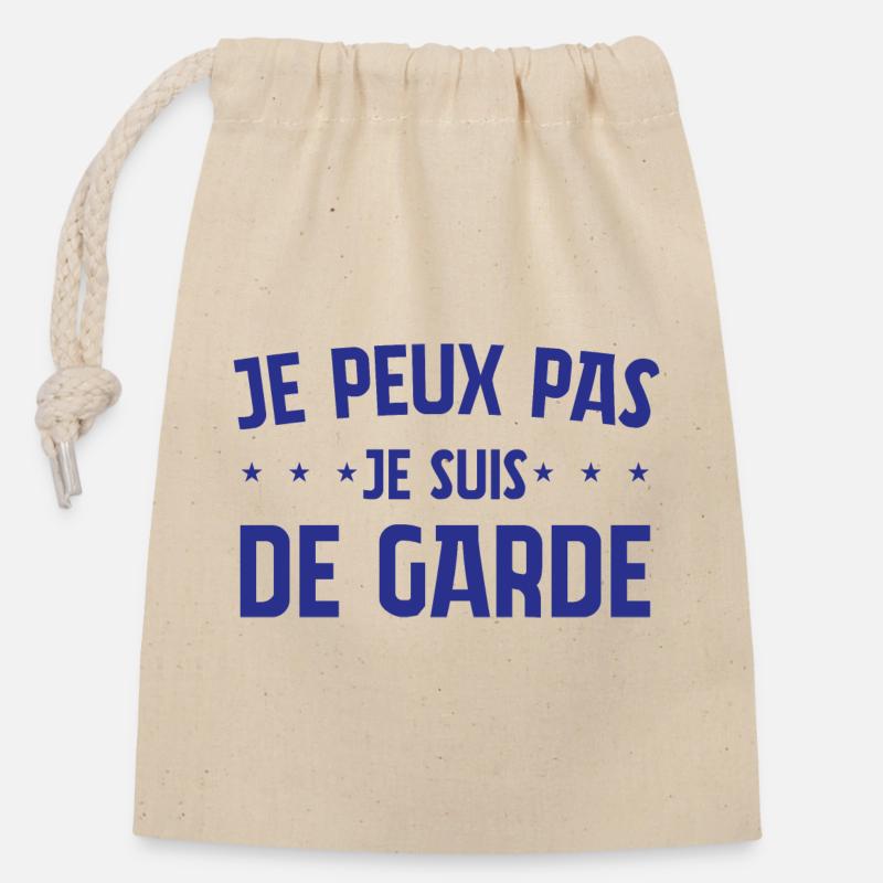 I CAN'T I'M ON CALL QUOTES - Closable cotton gift bag (14x20cm) - nature