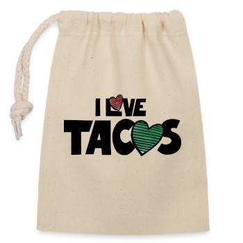 Ich liebe Tacos - Verschließbarer Geschenkbeutel aus Baumwolle (14x20cm) - Natur - Vorne