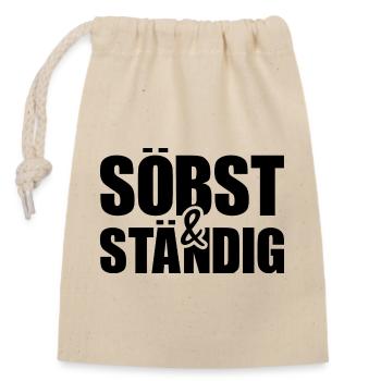 söbst et constamment - indépendant, jeu de mots cool - Sac cadeau en coton avec cordon (14 x 20 cm) - nature - Devant