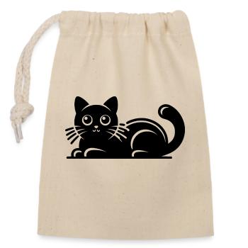 Cute Cat Drawing - Closable cotton gift bag (14x20cm) - nature - Front
