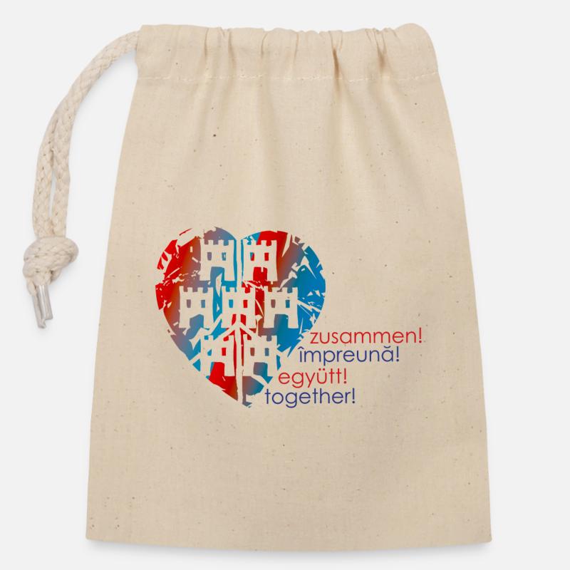 ensemble - Sac cadeau en coton avec cordon (14 x 20 cm) - nature