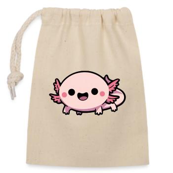 Süßer Chibi Axolotl - Verschließbarer Geschenkbeutel aus Baumwolle (14x20cm) - Natur - Vorne