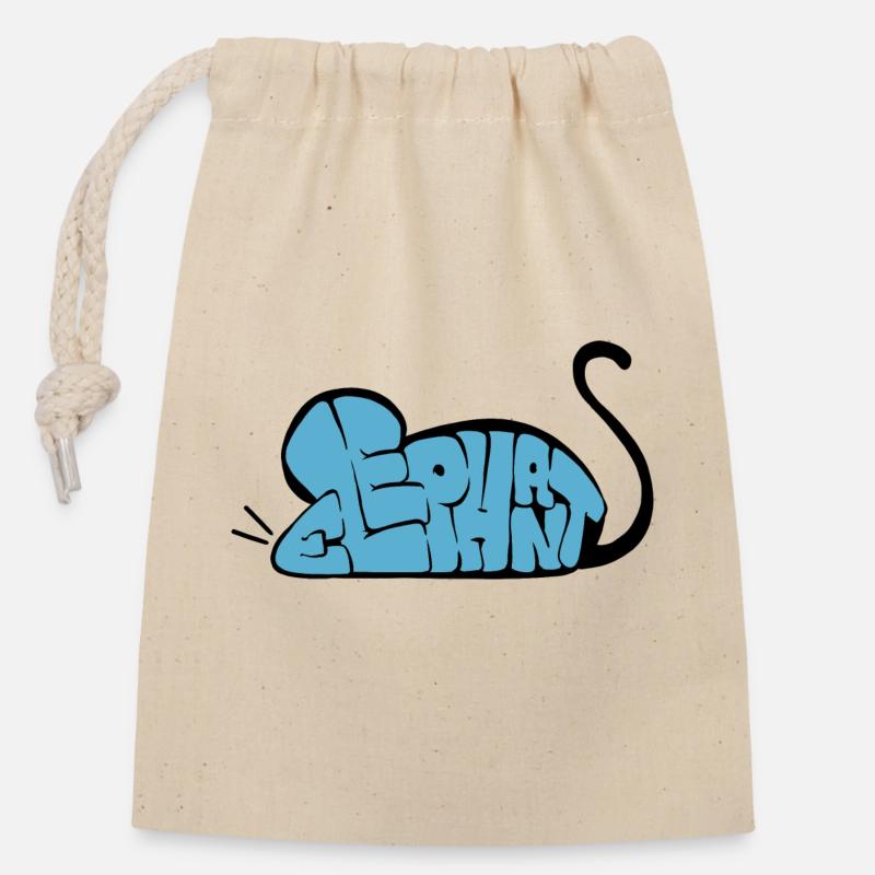 Graff Souris-Elephant - Sac cadeau en coton avec cordon (14 x 20 cm) - nature