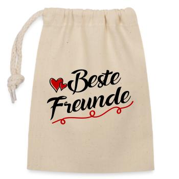 beste freunde - Verschließbarer Geschenkbeutel aus Baumwolle (14x20cm) - Natur - Vorne