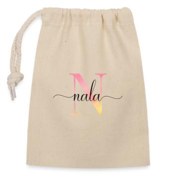 N | Monogram | Name | Nala |Watercolor - Closable cotton gift bag (14x20cm) - nature - Front