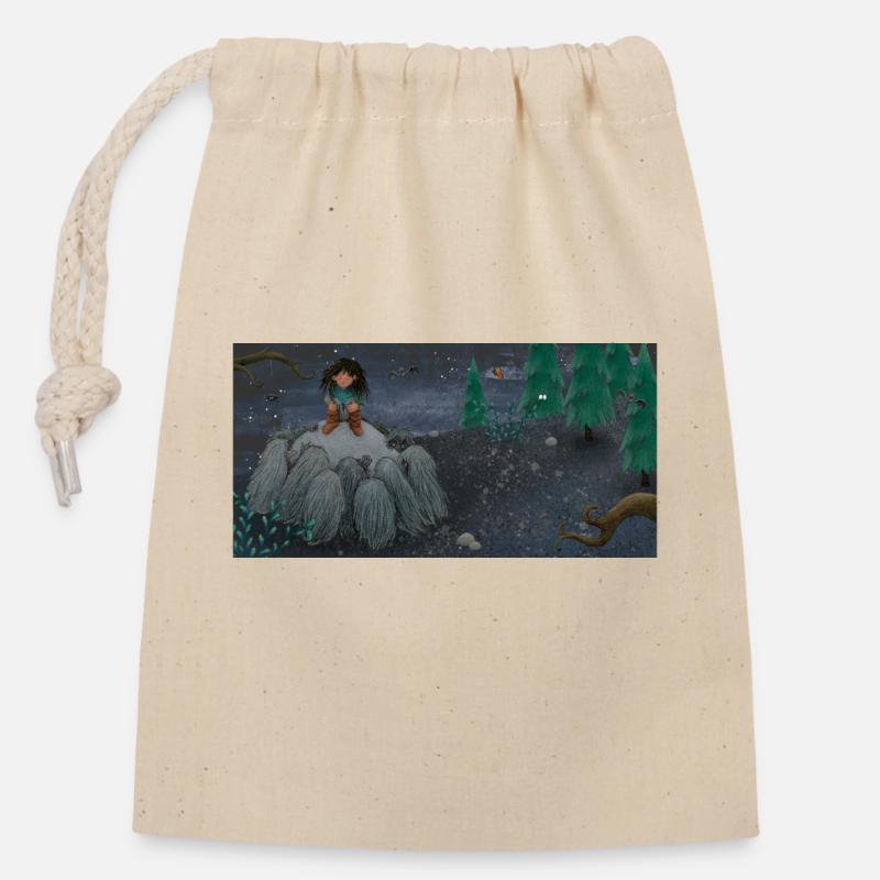 Ronja1 - Closable cotton gift bag (14x20cm) - nature