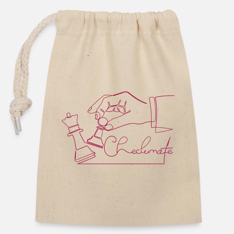 Checkmate!!! - Closable cotton gift bag (14x20cm) - nature
