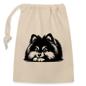 Pomeranian Head with Paws - Closable cotton gift bag (14x20cm) - nature - Front