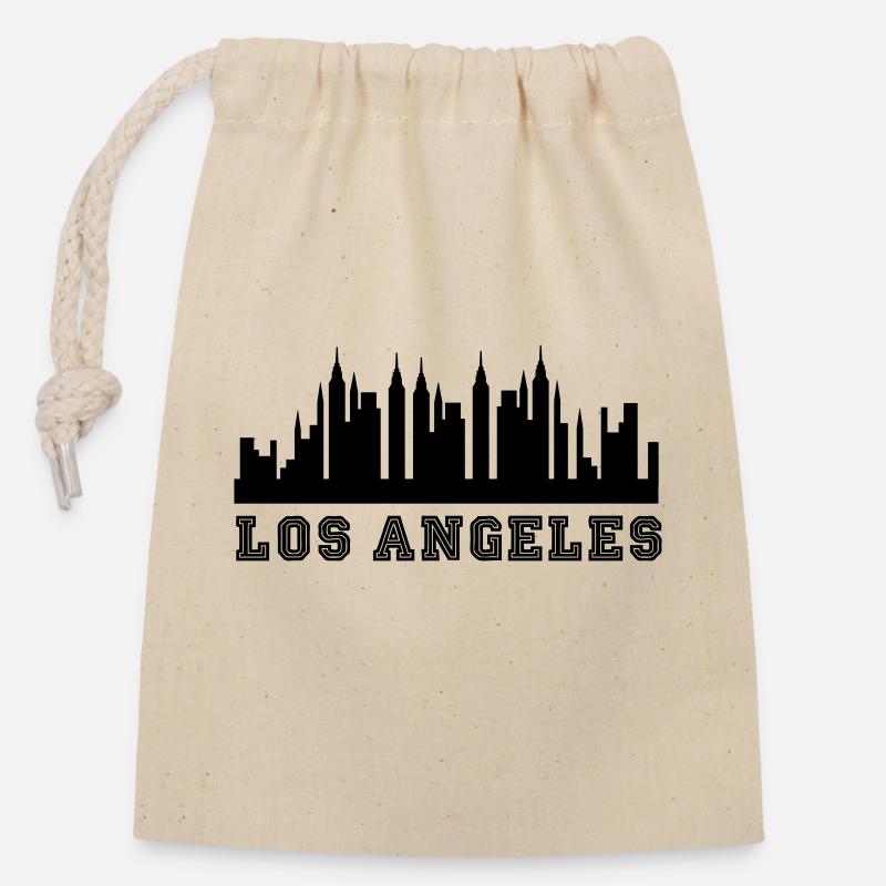 Los Angeles - Sac cadeau en coton avec cordon (14 x 20 cm) - nature