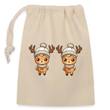 reh reindeer 2 - Verschließbarer Geschenkbeutel aus Baumwolle (14x20cm) - Natur - Vorne