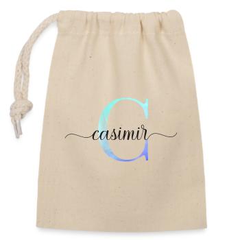 C| Monogramme | Nom | Casimir| Aquarelle - Sac cadeau en coton avec cordon (14 x 20 cm) - nature - Devant