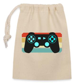 Vintage Retro Gaming Controller - Verschließbarer Geschenkbeutel aus Baumwolle (14x20cm) - Natur - Vorne
