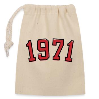 Sport year of birth 1971 - Closable cotton gift bag (14x20cm) - nature - Front
