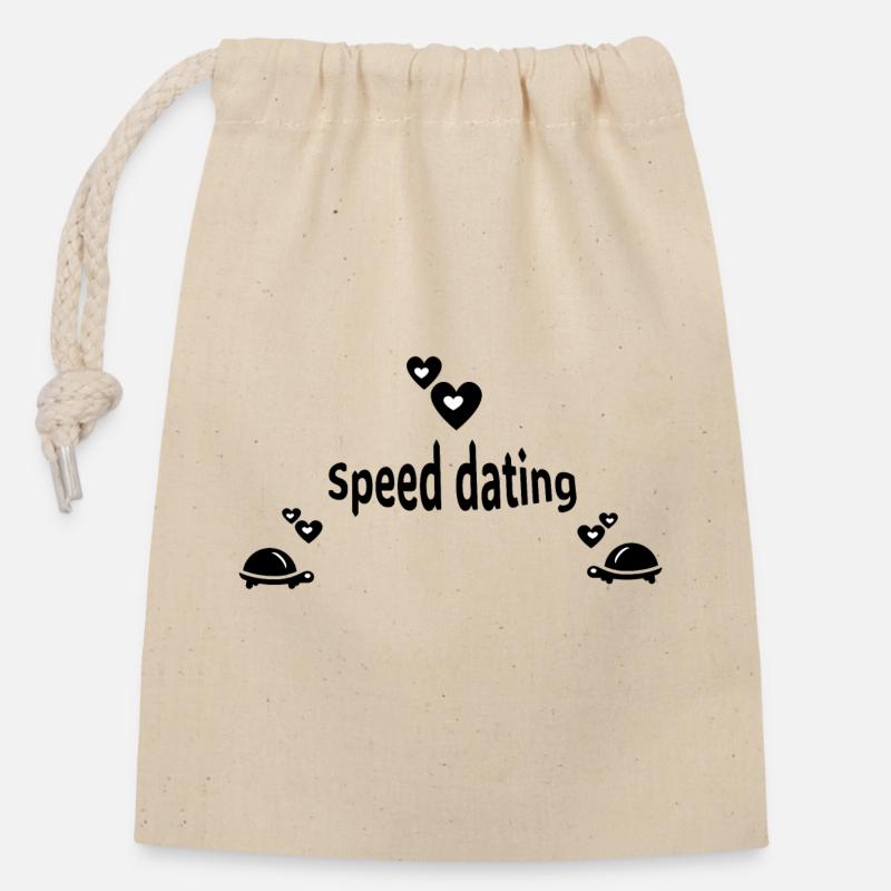 Speed Dating Schildkröte - Verschließbarer Geschenkbeutel aus Baumwolle (14x20cm) - Natur