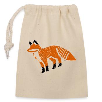 Rustic fox in stamp look - Closable cotton gift bag (14x20cm) - nature - Front