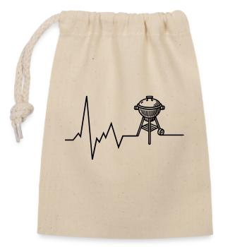 Heartbeat BBQ Grill Grilling - Closable cotton gift bag (14x20cm) - nature - Front