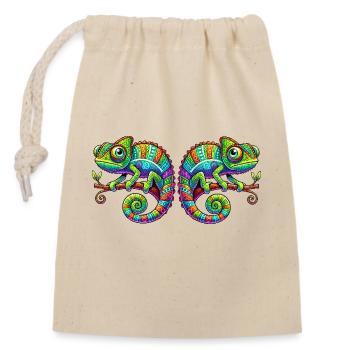 chameleons - Closable cotton gift bag (14x20cm) - nature - Front