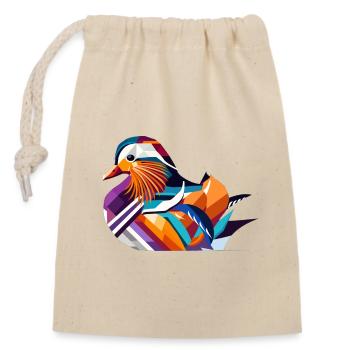 Colorful Mandarin Duck – A Touch of Exotic Elegance - Closable cotton gift bag (14x20cm) - nature - Front