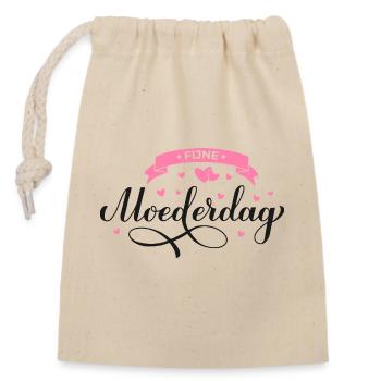Fijne Moederdag Motief - Closable cotton gift bag (14x20cm) - nature - Front