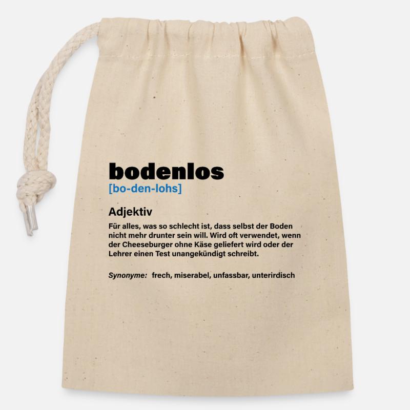 Sans fond – Quand c’est vraiment trop - Sac cadeau en coton avec cordon (14 x 20 cm) - nature