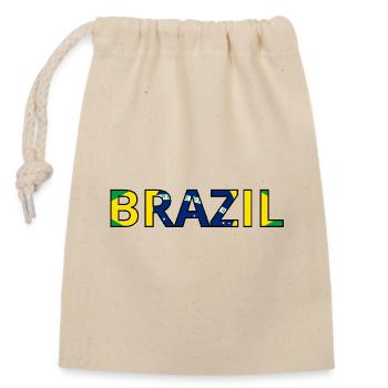 Brazil Flag - Closable cotton gift bag (14x20cm) - nature - Front