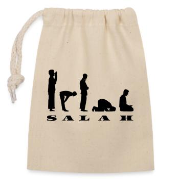 Salah Prayer Silhouette Design - Closable cotton gift bag (14x20cm) - nature - Front