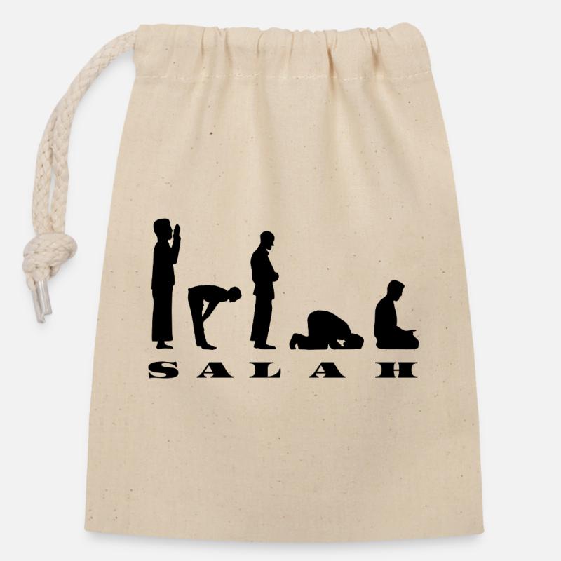 Salah Prayer Silhouette Design - Closable cotton gift bag (14x20cm) - nature