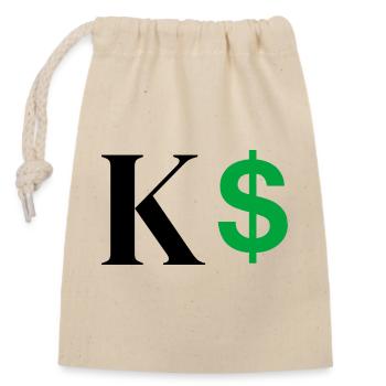Lettre k dollar - Sac cadeau en coton avec cordon (14 x 20 cm) - nature - Devant