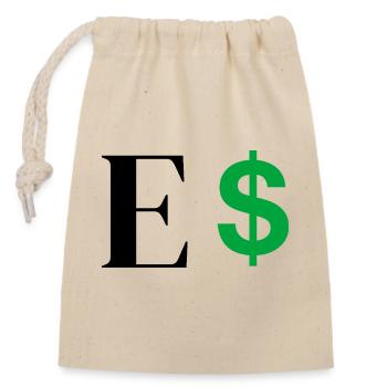 Lettre e dollar - Sac cadeau en coton avec cordon (14 x 20 cm) - nature - Devant