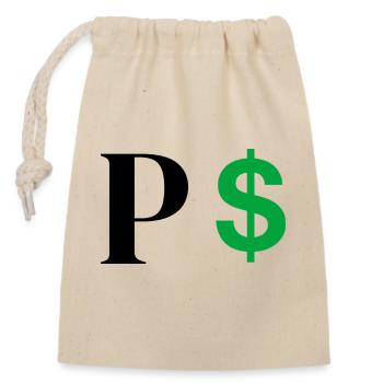 Lettre p dollar - Sac cadeau en coton avec cordon (14 x 20 cm) - nature - Devant