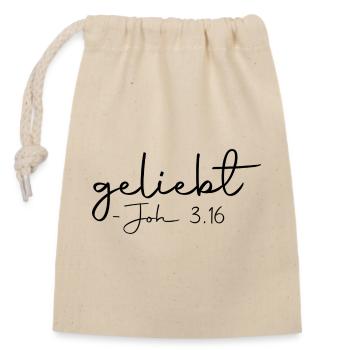 bien-aimé - Sac cadeau en coton avec cordon (14 x 20 cm) - nature - Devant