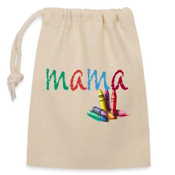 Mama - Kreide bunt - Verschließbarer Geschenkbeutel aus Baumwolle (14x20cm) - Natur - Vorne