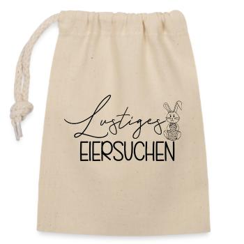 Lustiges Eiersuchen 🥚😂 - Verschließbarer Geschenkbeutel aus Baumwolle (14x20cm) - Natur - Vorne