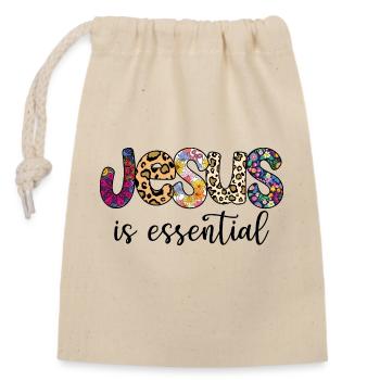 Jesus is essential - Closable cotton gift bag (14x20cm) - nature - Front