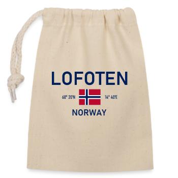 Lofoten - Norwegen - Koordinaten - Flagge - Verschließbarer Geschenkbeutel aus Baumwolle (14x20cm) - Natur - Vorne