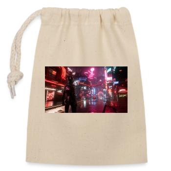 Cyberpunk City3 - Closable cotton gift bag (14x20cm) - nature - Front
