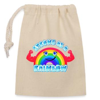 Strong as a Rainbow - Verschließbarer Geschenkbeutel aus Baumwolle (14x20cm) - Natur - Vorne