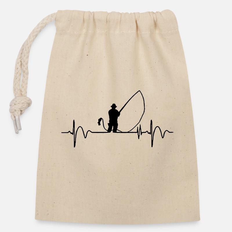 la vie de pêche - Sac cadeau en coton avec cordon (14 x 20 cm) - nature