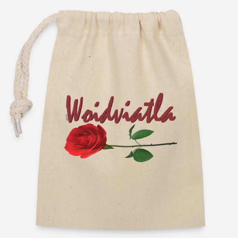 Waldviertel Rose - Sac cadeau en coton avec cordon (14 x 20 cm) - nature