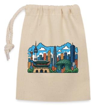 Seoul City, South Korea - Closable cotton gift bag (14x20cm) - nature - Front