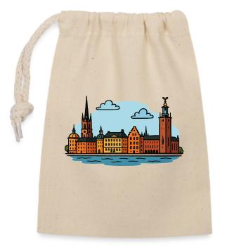 Ville de Stockholm - Sac cadeau en coton avec cordon (14 x 20 cm) - nature - Devant