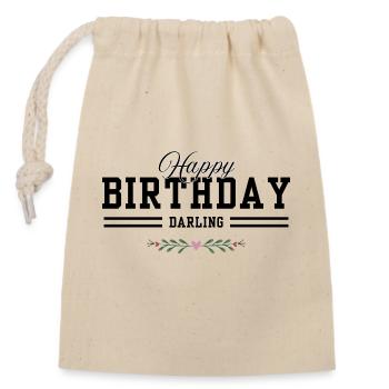 Happy Birthday - Verschließbarer Geschenkbeutel aus Baumwolle (14x20cm) - Natur - Vorne