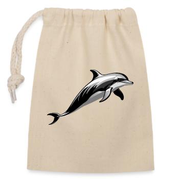 Dauphin - Mignon Ocean Pet Design - Sac cadeau en coton avec cordon (14 x 20 cm) - nature - Devant