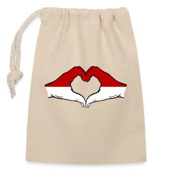 Drapeau de Monaco Indonésie main forme coeur - Sac cadeau en coton avec cordon (14 x 20 cm) - nature - Devant