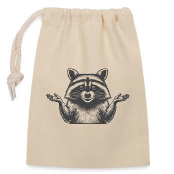 Waschbär  - Verschließbarer Geschenkbeutel aus Baumwolle (14x20cm) - Natur - Vorne