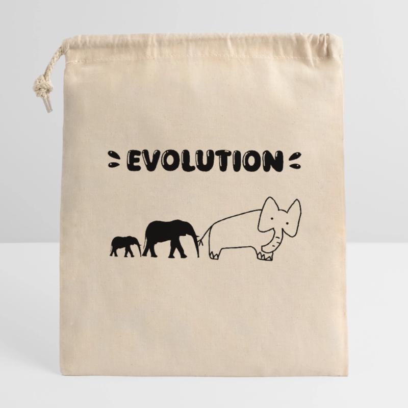 Die Evolution der Elefanten – Lustige Stadien der Evolution. Verschließbarer Geschenkbeutel aus Baumwolle (14x20cm)