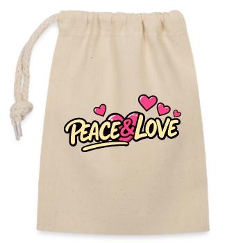 Peace and love - Closable cotton gift bag (14x20cm) - nature - Front